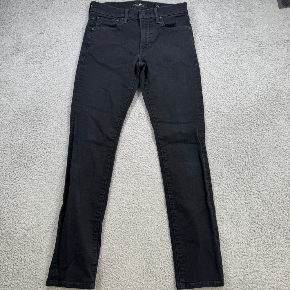 Lucky Brand 121 Slim Mens Black Jeans Size 29x32 Stretch Denim Tapered Leg Pants
